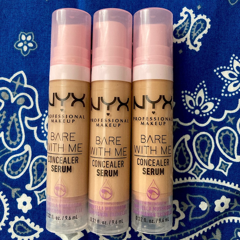 NYX Bare With Me Concealer Serum LOT of 3 shades - Vanilla, Beige, Golden